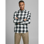 Chemise  carreaux slim fit col chemise manches longues blanc en coton