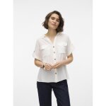 Chemise col chemise manches avec revers manches courtes blanc en viscose emma Chemise col chemise manches avec revers manches courtes blanc en viscose emma