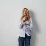 Chemise femme bleue claire en coton bleu clair