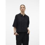 Chemise fermeture par bouton col chemise manches larges manches 2 / 4 noir en lin opal