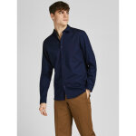 Chemise habillée slim fit col chemise manches longues bleu marine en coton Chemise habillée slim fit col chemise manches longues bleu marine en coton