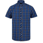 Chemise homme  carreaux en coton bleu