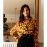 Chemise imprime toile de jouy - alma jaune en viscose