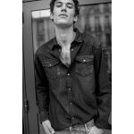 Chemise juanito en jeans noir d�lav�