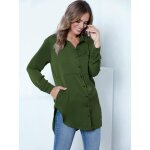 Chemise longue avec poches latrales - kaki