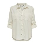 Chemise loose fit col boutonn manches avec revers manches longues blanc en lin juno