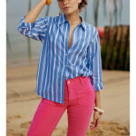 Chemise maeve - rayure bleu en coton