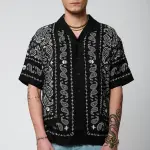 Chemise manches courtes en viscose texas black noir