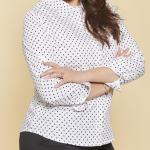 Chemise manches longues bas arrondi femme - blanc et bleu Chemise manches longues bas arrondi femme - blanc et bleu