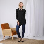 Chemise manches longues bas arrondi femme - noir