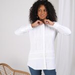 Chemise manches longues dentelle et jeux de plis femme - blanc