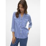 Chemise manches longues  rayures bleu en viscose isa