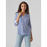 Chemise  manches avec revers - bleue en viscose