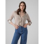 Chemise  manches avec revers - marron en viscose