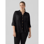 Chemise  manches avec revers - noire en viscose