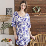Chemise de nuit en coton blue palm - bleu