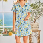 Chemise de nuit en coton citrus - bleu