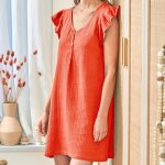 Chemise de nuit en gaze de coton feerienuis - orange corail