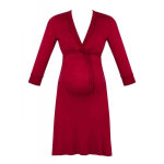 Chemise de nuit grossesse et allaitement rouge cache coeur lingerie en viscose