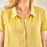 Chemise de nuit liquette en gaze de coton jaune - liquette