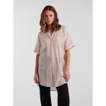 Chemise raye paules tombantes manches 2 / 4 marron en coton