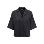 Chemise regular fit col boutonné manches courtes noir en coton bio julia Chemise regular fit col boutonné manches courtes noir en coton bio julia