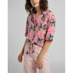 Chemise rose knotted resort shirt en viscose