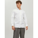 Chemise slim fit col chemise manches longues blanc en coton