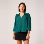 Chemise uni détails volants vert Chemise uni détails volants vert