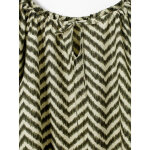 Chemisier dcollet kaftan imprim  manches longues - kaki en viscose