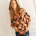 Chemisier  fleurs gabrielle rose en viscose