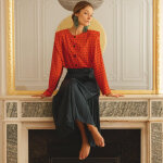 Chemisier  pois luna orange en viscose