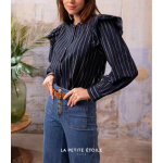 Chemisier ponnie bleu marine en coton