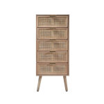 Chiffonnier 5 tiroirs faades en rotin naturel en bois beige