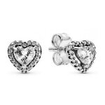 Clous d'oreilles coeurs sur�lev�s pandora timeless