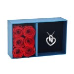Ecrin  bijou so charm - collier c?ur et 6 roses ternelles rouge