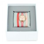 Coffret les interchangeables a57203 - montre ruban bracelet corail botier dor rose femme