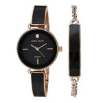 Coffret montre et bracelet acier dor rose anne klein ak - 3620bkst