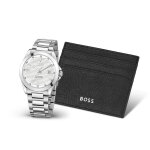 Coffret montre homme boss - 1570181 strike bracelet acier argent et porte - carte boss Coffret montre homme boss - 1570181 strike bracelet acier argent et porte - carte boss