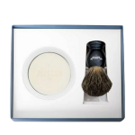 Coffret de rasage gris nacre - bol, savon, blaireau & stand - plisson