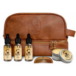 Coffret soin de la barbe hydratant et nourrissant - trousse + huiles + cire + peigne Coffret soin de la barbe hydratant et nourrissant - trousse + huiles + cire + peigne