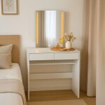 Coiffeuse avec miroir led talisma blanc Coiffeuse avec miroir led talisma blanc