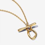 Collier  barre en t plaqu or 14 carats