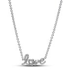 Collier chaîne love en lettres cursives scintillant Collier chaîne love en lettres cursives scintillant