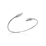 Bracelet jonc femme fantaisie plume oxyde de zirconium argent maison de la bijouterie vwzwww56