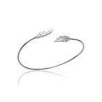 Bracelet jonc femme fantaisie plume argent maison de la bijouterie wyz40y56