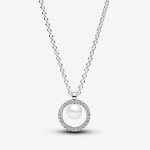 Collier femme argent sterling avec perle blanche et zircone pandora timeless