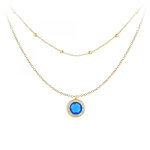 Collier femme b2126 - bleu + b2370 - dore - angle m