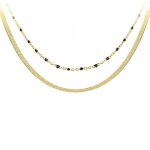Collier femme b2304 - dore + b2394 - noir - angle m