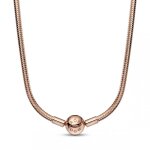 Collier maille serpent en m�tal dor� � l'or rose fin 585 / 1000 pandora moments